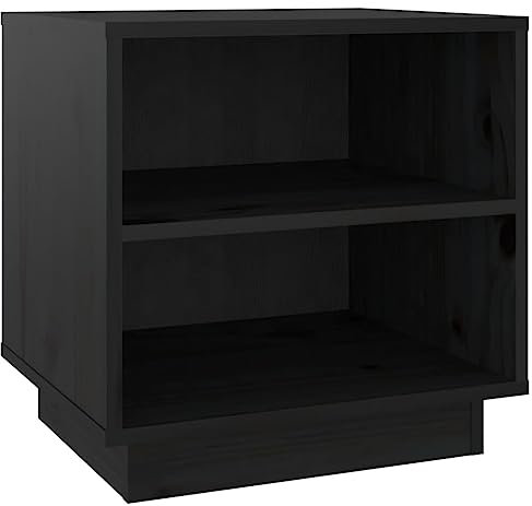 vidaXL Massivholz Kiefer Nachttisch mit 2 Ablagen Nachtschrank Nachtkonsole Nachtkommode Beistelltisch Schlafzimmer Schrank Kommode Schwarz 40x34x40cm