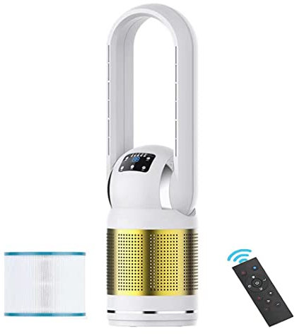 SABYDICAR 2000W heater fan,portable bladeless tower fan with remote,air purification fan with HEPA filter,Oscillating column fan with stepless speed,8h timer,LED display