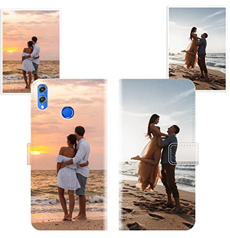 Sunrive Funda Personalizada Compatible con Honor 8X/View 10 Lite, Cuero Protectiva Carcasa Personalizable para tu móvil con Foto Imagen Frase o Texto + Cuerda para móvil Universal