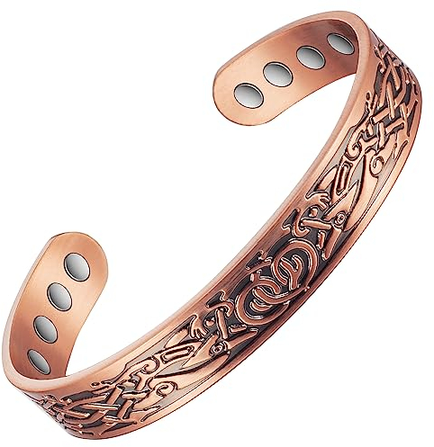 EnerCoppeX 99,9% massives Kupfer-Magnetarmband, reines Kupfer, magnetisches Armband, 8 leistungsstarke Magnete, verstellbare Größe, kann sowohl von Männern als auch von Frauen getragen werden