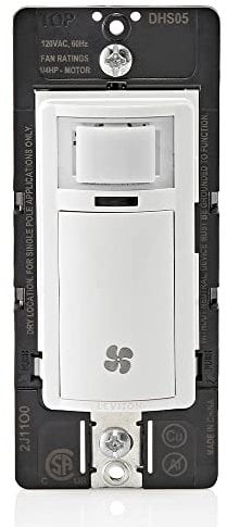 Decora In-Wall Humidity Sensor and Fan Control Switch, 1/4 HP, Residential Grade, Single Pole, White, DHS05-1LW