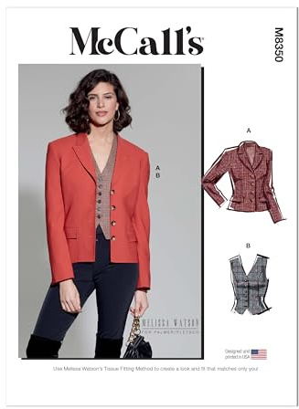 McCall's Melissa Watson Schnittmuster-Set für Blazer und Weste für Damen, Design Code M8350, Größen 42-44-46-48-50