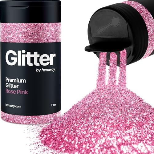 Hemway Premium Glitter Shaker - Rose Pink | Fine Metallic Flake Sequins for Resin & Epoxy Crafts | Craft Supplies for Tumblers, Festival, Hair, Face, Body, Eye & Nail Art | 130 g