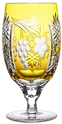 Ajka Marsala Golden Yellow Lead Cased Crystal Iced Beverage Goblet 15.2 oz - Single Unit