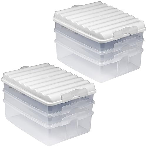 ARTECSIS Aufschnittboxen für Kühlschrank 3-stöckig mit Clipverschluss, 2er Set, Transparent mit weißem Deckel