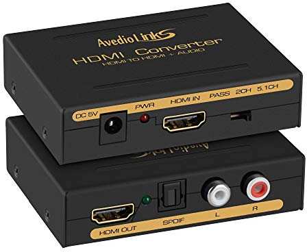 avedio links HDMI Audio Extractor, 4K HDMI Audio Splitter mit HDMI Audio Converter + Optical Toslink SPDIF + L/R Stereo Analog Audio, HDMI Audio Adapter für Chromecast, Fire Stick, Blu-Ray Player