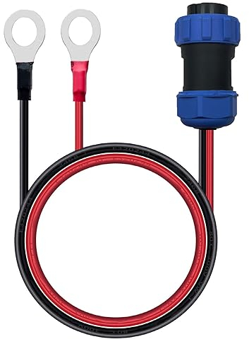 ZkeeShop Aviation Stecker 2 polig auf O Ring Luftfahrtstecker Ringkabelschuhe Adapter Kabel 10AWG Kompatibel für Bluetti AC200MAX Tragbare Powerstation 1M
