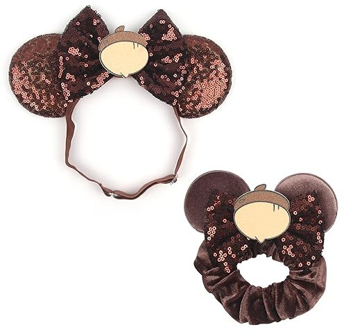 bianbaistar Newborn Bows for Girls Toddler Hair Bows Brown Hazelnut Elastic Adjustable Headband Mouse Ears Scrunchies Essencial Accessories for Trip Headwear for Women (Brownbow)