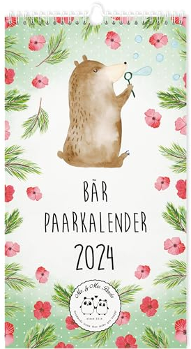 Mr. & Mrs. Panda Partnerkalender 2024 Bären Collection - Geschenk, gemeinsamer Kalender, Jahreskalender, Kalender für Paare, Teddy, Kalender für