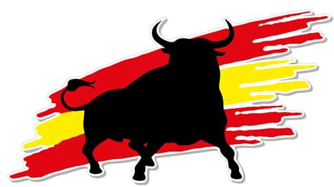 Pegatina para coche, diseño de la bandera de toro – Pegatina para coche, portátil, scooter, España, Espana Bulle, resistente a los rayos UV y a la intemperie (S - 10cm ancho)