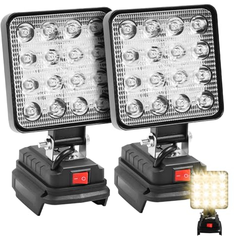 Paar Akku Lampe Für Makita 18v, 27W Led Strahler Außen Akku Lampe, Multifunktionales Led Strahler Akku, Tragbares Arbeitsleuchte Lampe, Taschenlampe Für Wartungsarbeiten, Camping