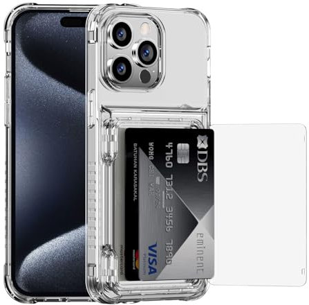 ACANDYA iPhone 15 Pro Case Wallet Credit Card Holder Slot Flip Cover Clear Shockproof Protective Case Hard Shell Transparent Armor Anti-Scratch Anti-Yellow for iPhone 15 Pro 6.1 inch