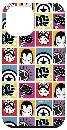iPhone 15 Pro Max Marvel Avengers Spider-Man Super Hero Icons Retro Pattern Case