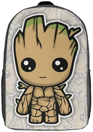 Yjyxbb Groot Rucksack Schultaschen Für Mädchen Jungen Anime-Charaktere Rucksack Mit Tasche Mode Schultasche Kinderrucksack 17zoll
