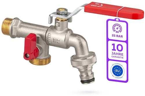 Robinet de jardin, double robinet 1/2 x 3/4 x 3/4