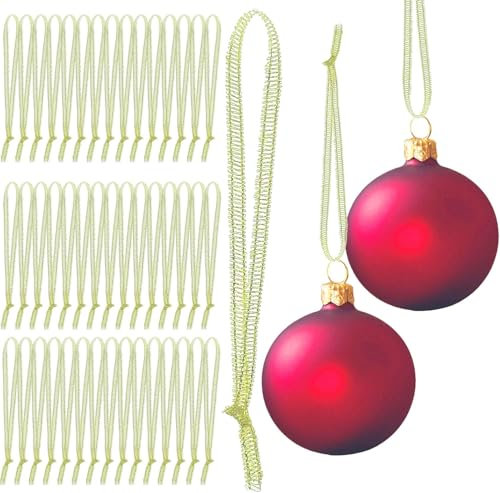 100 Pezzi Ganci per Ornamenti Natalizi, Ganci per Ornamenti di Natale Corde, Cordino per Ornamenti Natalizi, Oro Ornamentali Appese Corde per Decorazione dell'albero di Natale, Etichetta Regalo