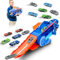 Felicify Camion de Transporteur Voiture Enfant, Camion Dinosaure avec 12 Petite Voiture, Portable Transporteur de Dinosaures, Jouet de Camion de Dinosaure, Jouet pour Garçons (Bleu)