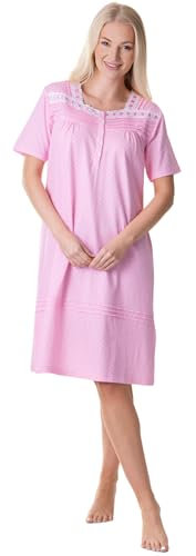 Camille Womens Pink Short Sleeve White Polka Dot Nightdress 14-16