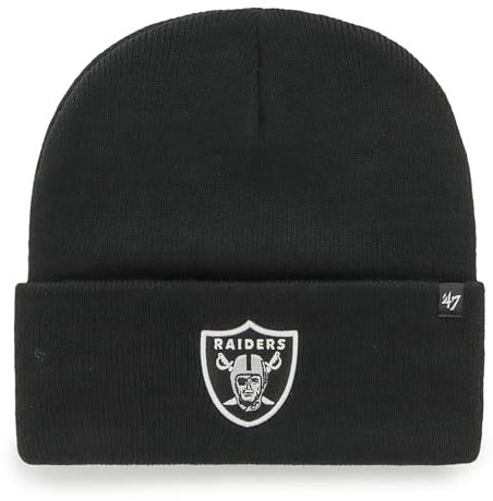 '47 NFL Las Vegas Raiders Unisex Cuff Knit, Beanie, Team Logo, Farbe Schwarz