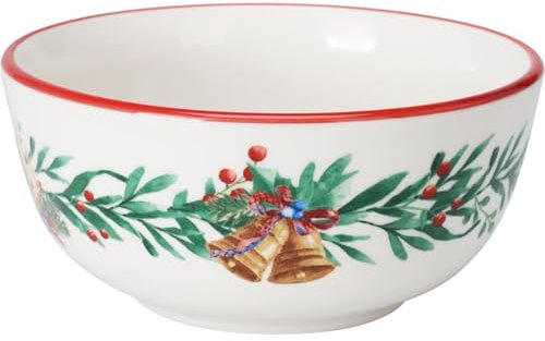 Carousel Home Nutcracker Christmas Bowl | Round Ceramic Festive Nutcracker Bowl Christmas Tableware | Perfect For Serving Snacks, Soups, or Desserts - 500ml