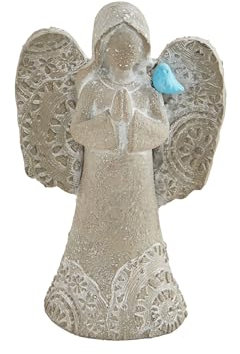 Mud Pie Angelo da giardino in cemento, grigio