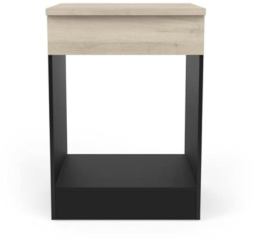 DANSMAMAISON Meuble Bas pour Four Noir/Chêne - ABINCI - L 60 x l 60 x H 85 cm