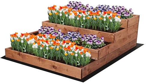 MODO24 Hochbeet Holz, 4-stufiger, Blumenkasten 36x90x120 cm, Braun | Komplettes Anzuchtset inkl. Schrauben, Dekoratives Gemüsebeet, Kräuterbeet & Blumenkasten für Garten und Terrasse