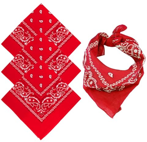 3 Stück Bandana Kopftuch Halstuch, Haar Bandana Bandana Stirnband Hals Handgelenk Kopf Krawatte Rot