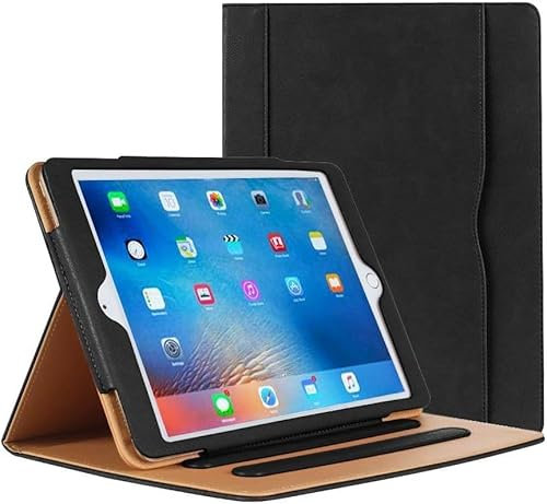 World biz Case For iPad Mini 4 / Mini 5 Generation 7.9'' (A1538/A1550/A2124/A2125/A2126/A2133), Premium PU Leather Stand Folio Protective Cover, with Document Pocket Auto Wake/Sleep - Black
