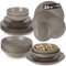 vancasso NAVIA Service de table 24 pièces (pour 6 personnes), 6 bols à céréales, 6 assiettes à dessert, 6 assiettes plates, 6 assiettes creuses, gris