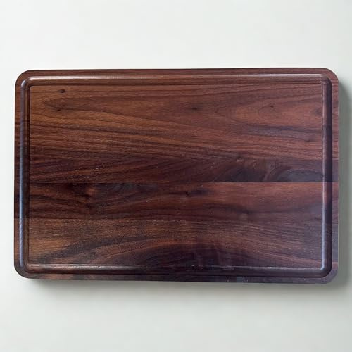 TB® Black Walnut Cutting Board | Schwarze Walnuss Schneidebrett Servierbrett | Handgemacht | Hackbrett Arbeitsbrett Profibrett Massiv Design (XL 45x30x2,5)