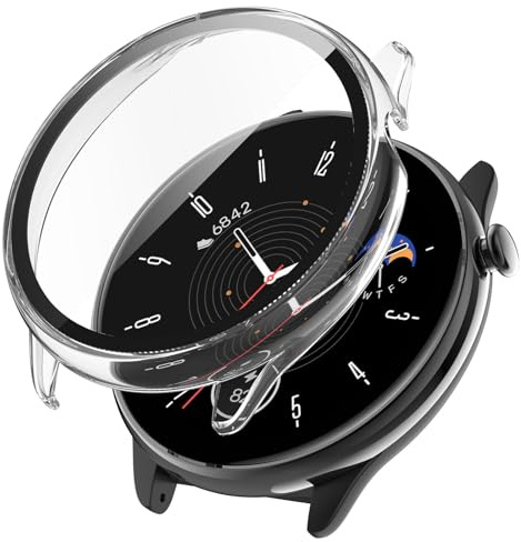 KANOYO Hülle Kompatibel mit Amazfit GTR Mini 43mm Schutzhülle,Integriertes PC + Glasmaterial,Ultradünne HD Hartglas Glas,Kratzfest,Vollständiger Schutz Case (Durchsichtig)