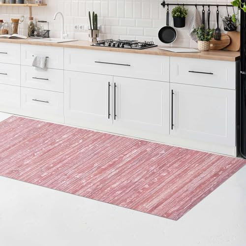 CosìCasa Tappeto Cucina Antiscivolo Lavabile e Antimacchia in Bamboo | Tappetino Cucina Decorativo e Resistente Per Aree Alto Traffico | Corsia Runner Passatoia Lunga | Rosa Antico - 50x120