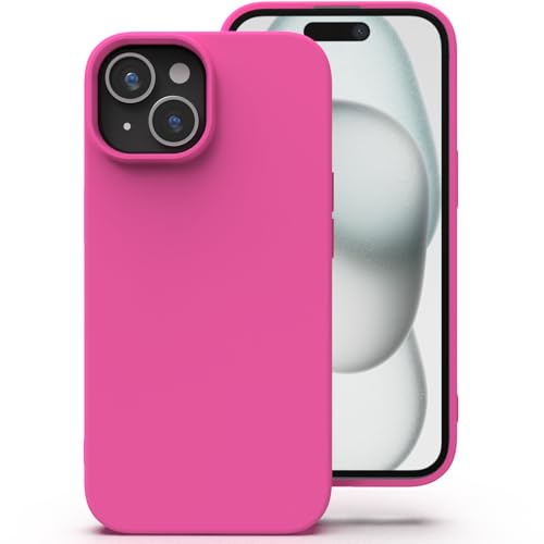 Zuvirelx Silikon Handyhülle für iPhone 15 Hülle, Weiches Griff, Dünne, Minimalistisch, Stoßfest, rutschfest, Taschenpassend - Diva Rosa