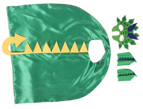 Milisten Cartoon Dinosaur Costume with Hooded Cape and Tail for Boys Soft Breathable Fabric for Birthday Halloween Party Dress Up Role Play Friendly Non Irritating Material Creative Pretend