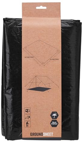 Lona de suelo para camping, color negro, con ojales, resistente a la intemperie, 400 x 300 cm, lona impermeable para tiendas de campaña, lona de protección, lona multiusos, lona impermeable