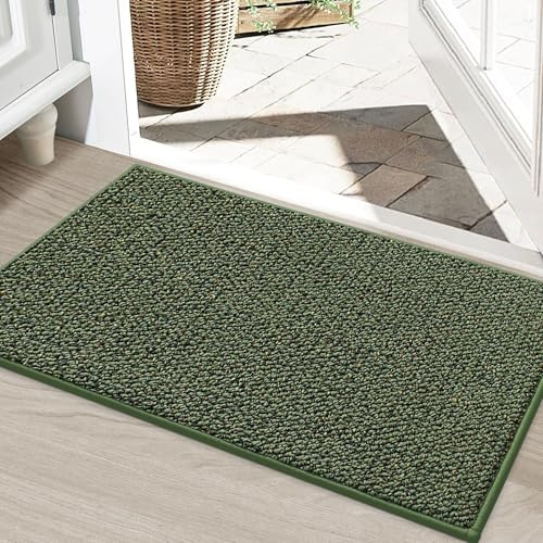BEQHAUSE Doormat Indoor 60 * 90 cm, Dirt Trapper Door Mats Non-Slip, Low-Profile Indoor Mats, Resist Dirt Floor Mat Washable Entrance Mat for Front Back Door, Entryway, Hallway, Green