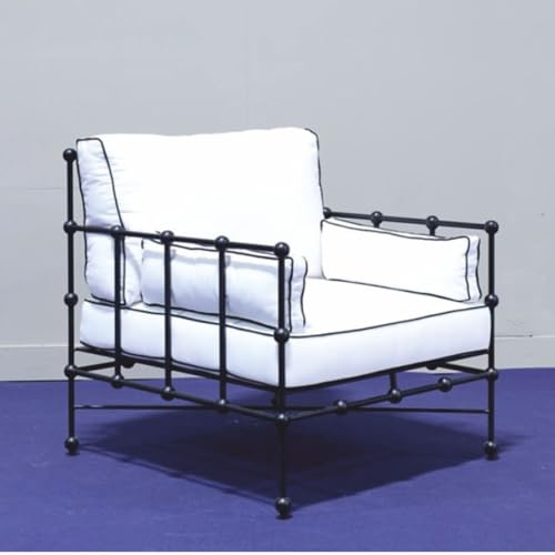 Casa Padrino Luxury Wrought Iron Armchair Black/White - Hotel & Garden Chair