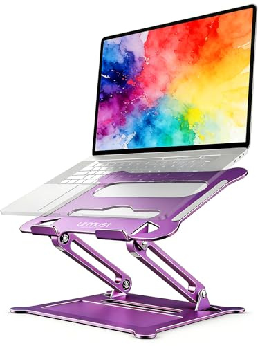 urmust Laptop Stand, Adjustable Laptop Stand for Desk, Purple | Ergonomic Aluminum Laptop Holder with Heat Vent compatible for MacBook Dell HP Lenovo up to 15.6 inch, Office Study Travel