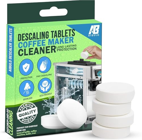 AIBULO Kettle Descaler Tablets (6 Pcs) – Pack of 10 | Limescale Remover for Kettles, Coffee Machines & Steam Irons | Coffee Machine Cleaning & Descaler Tablets Compatible with All Brands
