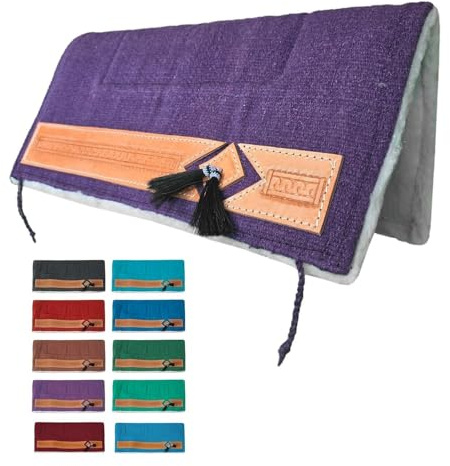NETPROSHOP Western Pad Sattelunterlage mit weichem Webfell und Lederverzierung Full, Farbe:Lila