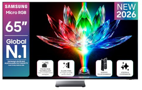 Samsung Smart TV 65 MRE65R95HATXZT Micro RGB 4K Glare Free, HDR10+, Motion Xcelerator 165Hz, Dolby Atmos, Super Picture Enhancer, Vision AI, Alexa Built-in, PACCHETTO INTRATTENIMENTO, 2026