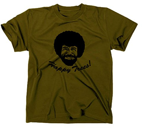 Bob Ross Happy Trees T-Shirt, XL, Oliv
