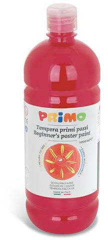 PRIMO - Témperas para Niños Lavables +3 Años 1L, Colores Alta Calidad Pintar, Colores para Tela, Vidrio, Papel, Pintura Manualidades Creativas para Niños y Pasatiempos, Vuelta al Cole Made in Italy