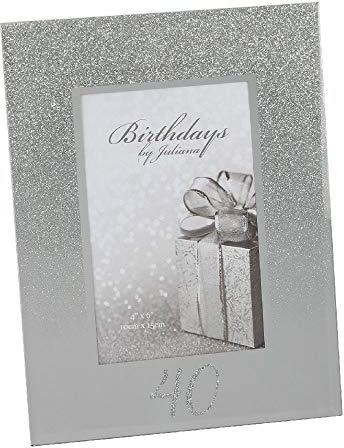 40th Birthday 4 x 6 Glitter Mirrored Glass Frame, 40 design