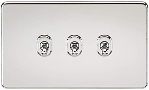 Knightsbridge SF3TOGPC Screwless 10A 3G 2-Way Toggle Switch - Polished Chrome