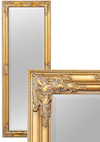 Eleganter Wandspiegel BESSA Gold antik 140x50cm barock Design Spiegel pompös Holzrahmen