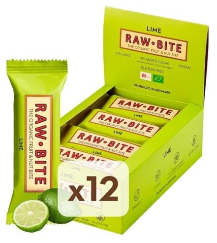 RAWBITE Riegel Lime – Bio Frucht-Nuss Riegel ohne Zuckerzusatz (12x50g) | 100 % Bio & veganer Frucht-Nuss-Riegel mit Limette & Chili. Ohne Zuckerzusatz, gluten- & laktosefrei. Ballaststoffreich.