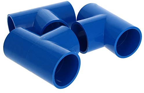 MroMax Lot de 3 raccords de tuyau en PVC en forme de T Bleu 40 mm