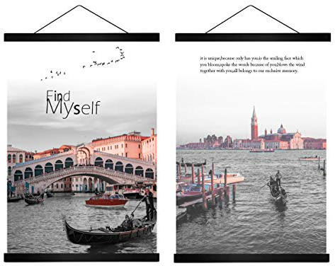 Radezon Posterleiste Posterschiene Poster, Magnet Magnetische Holz Poster Aufhänger Halter Rahmen Leisten Bild Bilder Bilderleiste Bilderrahmen 50x70 50x100 50x75(50cm, Schwarz, 2 Packungen)